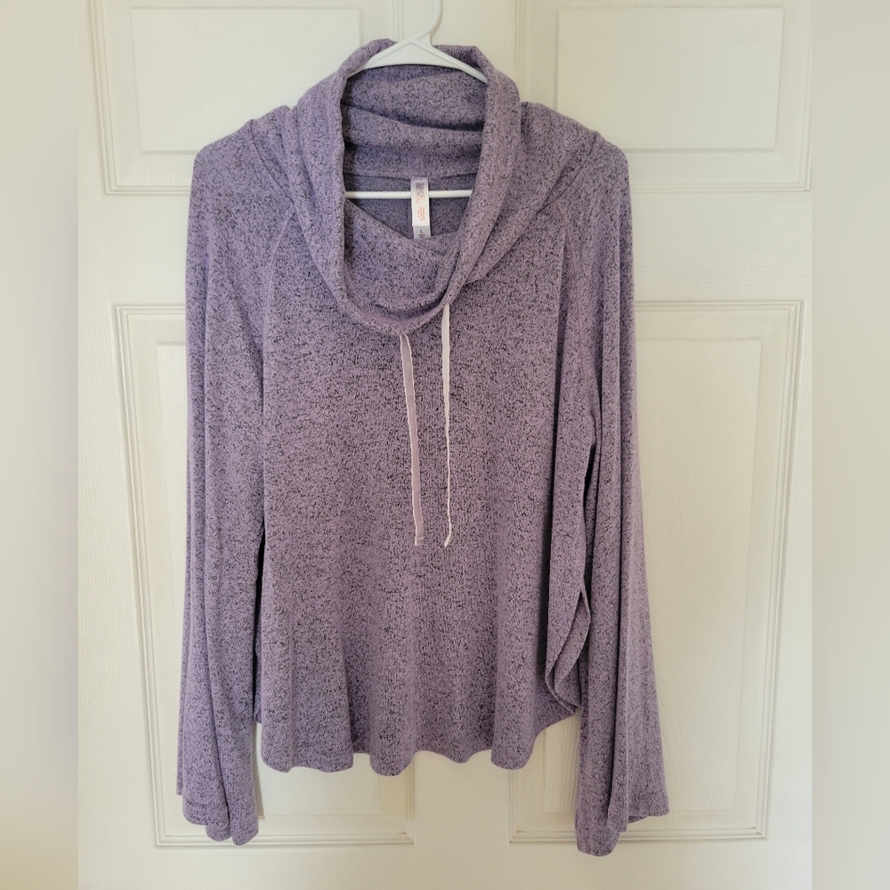 Purple Cowl Crop Sweater, L